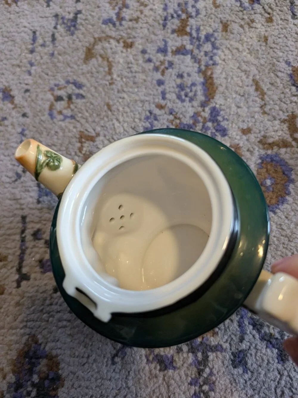 Vintage Enesco Leprechaun with Pipe Tea Pot Harp Shamrock Horseshoe Accents